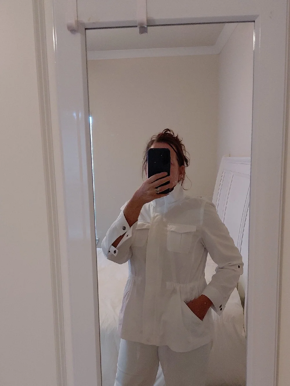 Talbots Casual Cotton Safari Jacket White Petite L Likenew Condition